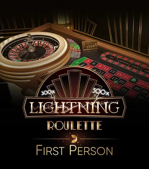 Live Dealer logo of First Person Lightning Roulette from Evolution at ToonieBet Casino