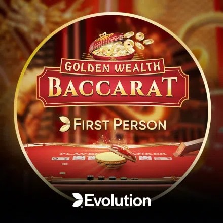 First Person Golden Wealth Baccarat slot logo by Evolution at ToonieBet Casino